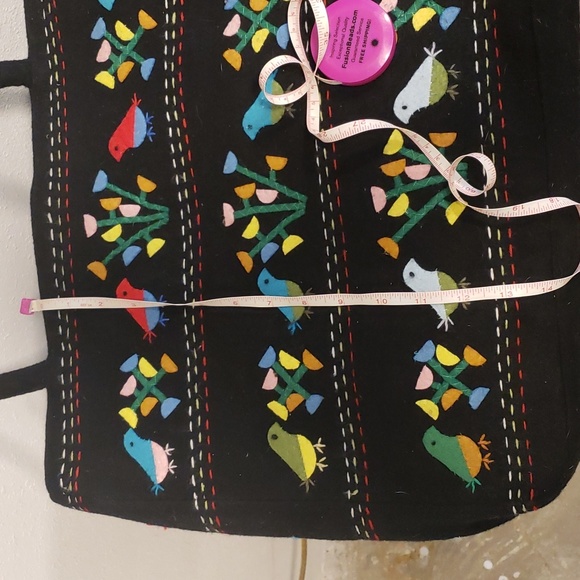 Vintage LuLu Guinness tote bag little birds & flower black - Picture 12 of 12